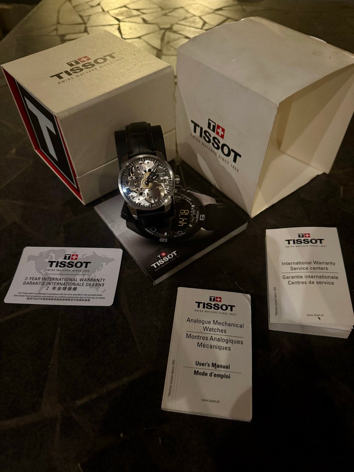 Tissot T-Complication Squelette Herenhorloge in nieuwstaat, Overige merken, Leer, Staal, Polshorloge