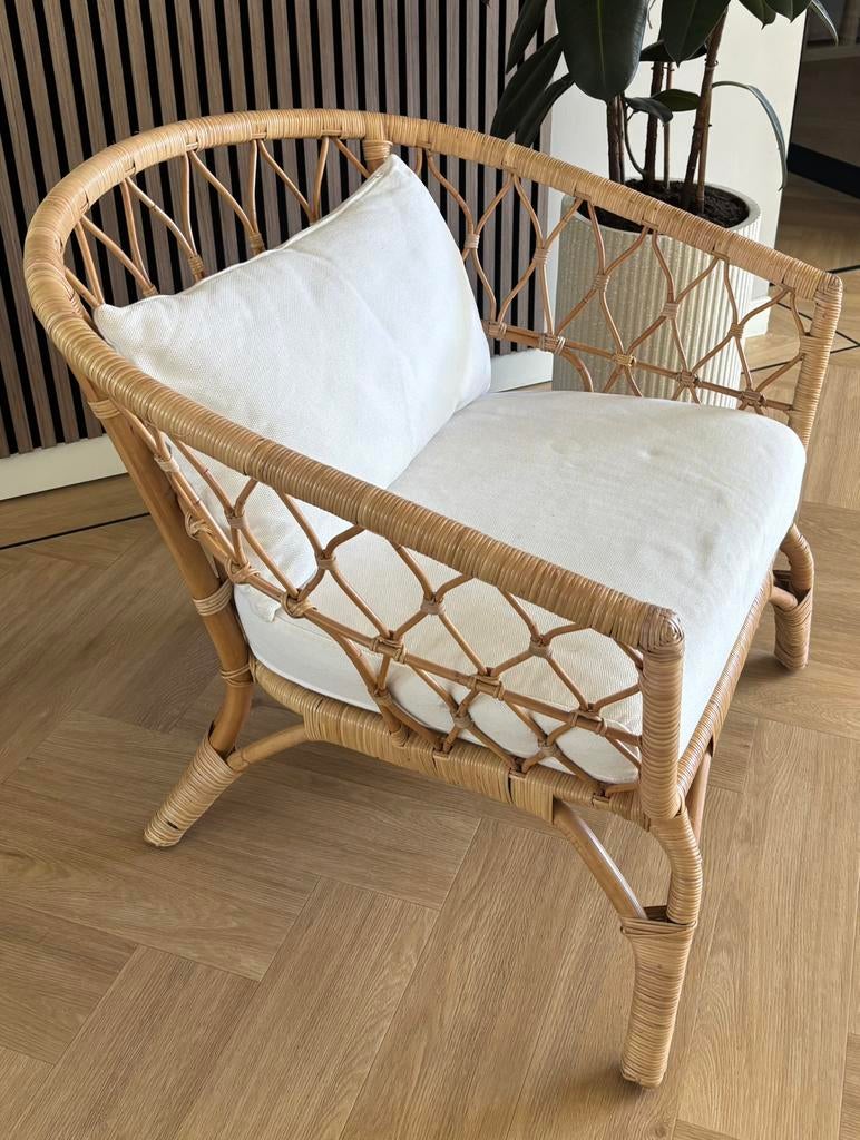 Ikea Stockholm rotan stoel 2017, Ophalen of Verzenden, Zo goed als nieuw, Wit, Eén