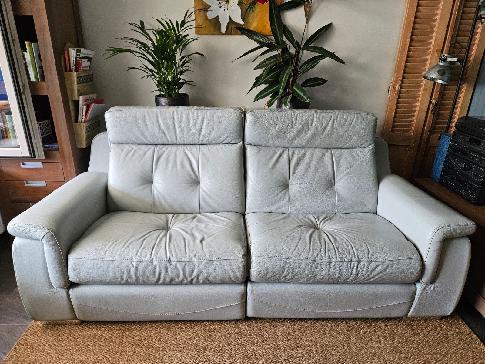 Bank met elektrische relax functie., Ophalen, Gebruikt, Leer, 200 tot 250 cm