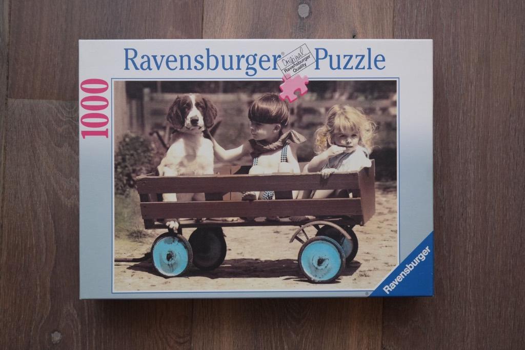NIEUW: Ravensburger 1000 stukjes: kindjes in bolderkar, Ophalen of Verzenden, 500 t/m 1500 stukjes, Nieuw, Legpuzzel