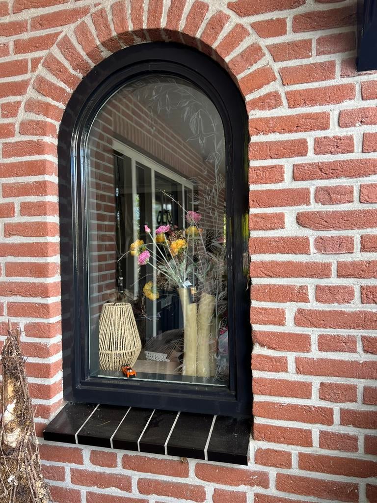 Hardhouten raamkozijn met toog, Ophalen, Zo goed als nieuw, Vrijstaande haard, Houthaard