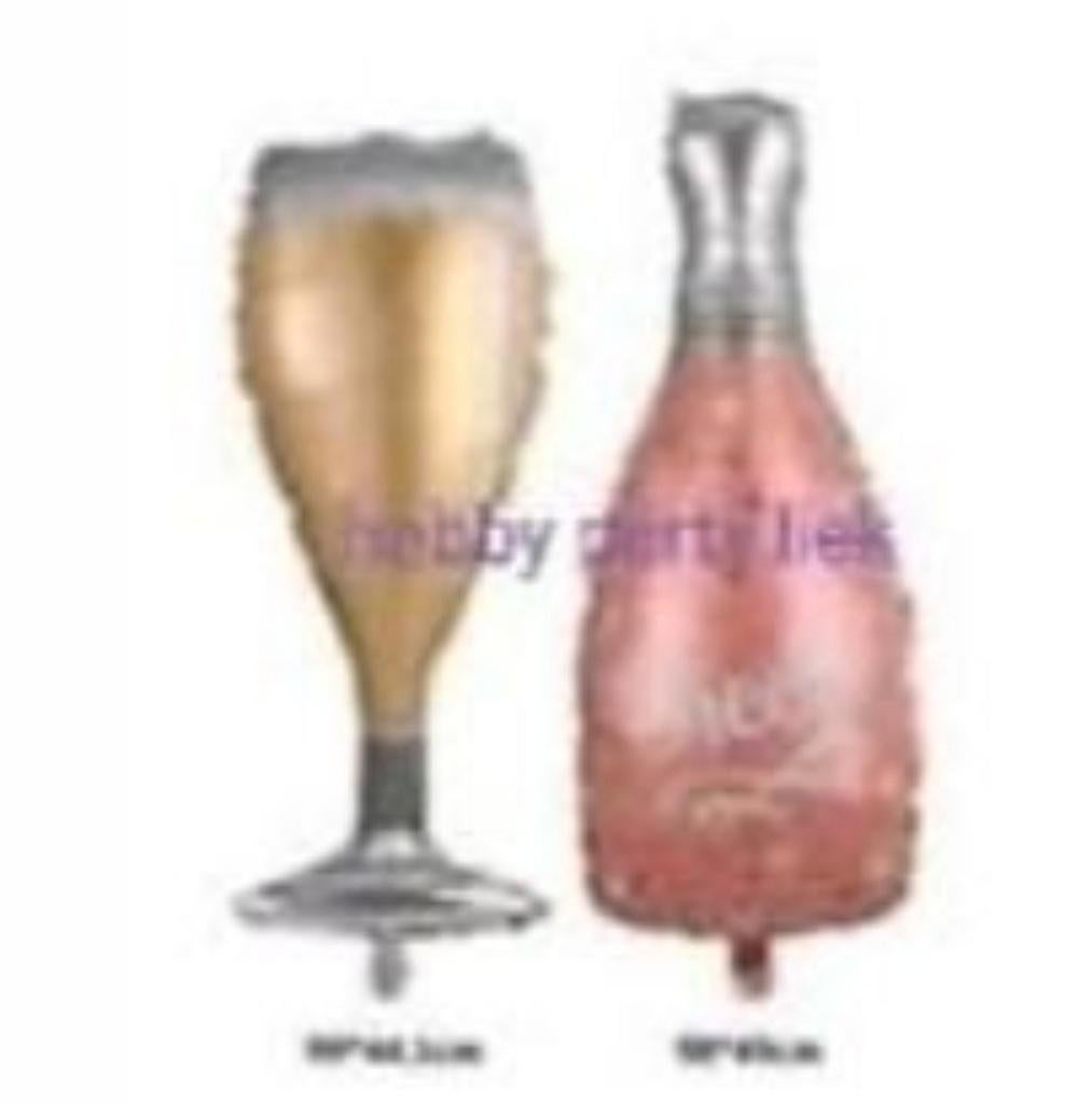 Champagne fles en glas folieballon nr C47, Ophalen of Verzenden, Nieuw, Versiering, Overige