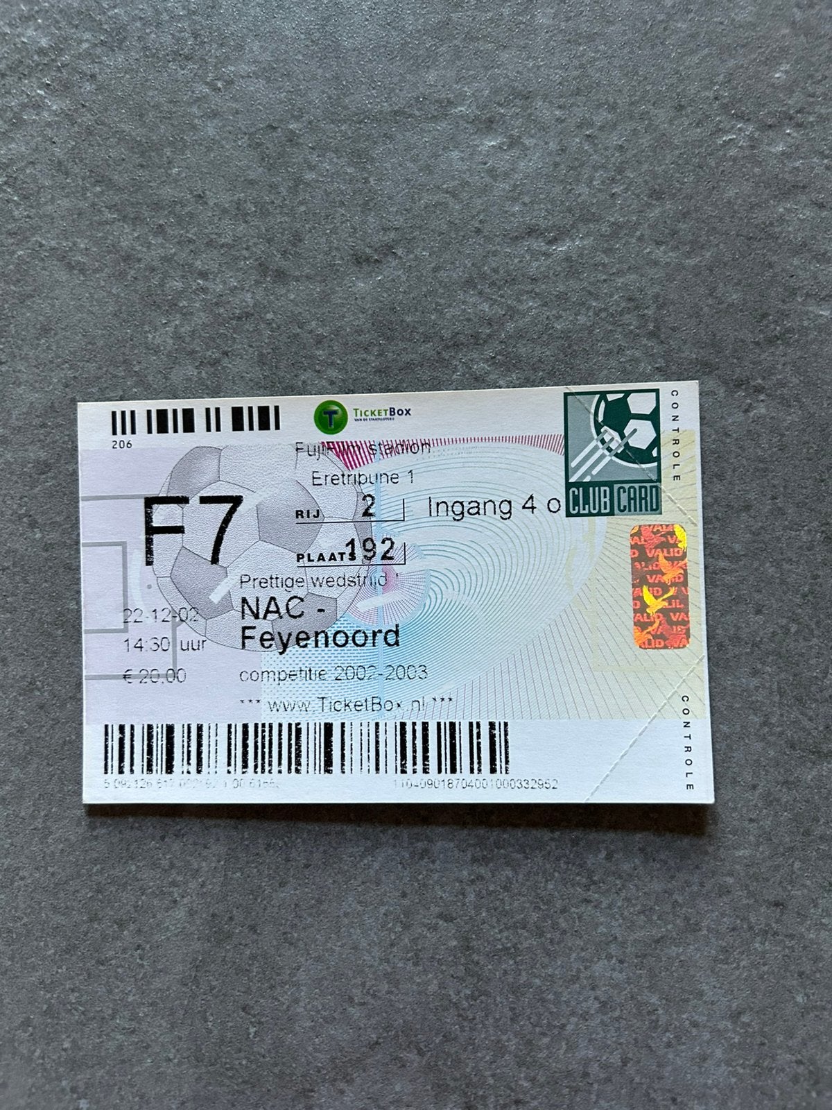 NAC - Feyenoord ticket, Ophalen of Verzenden, Feyenoord, Overige typen