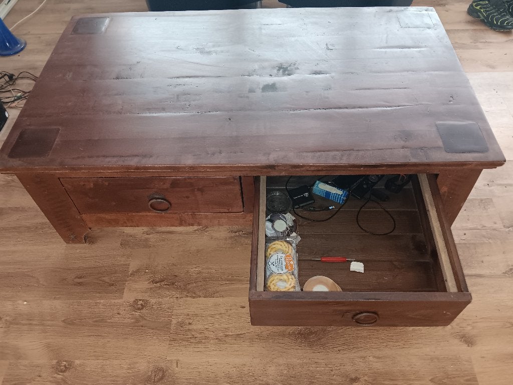 Vol kersenhouten salontafel, Ophalen, Gebruikt, 100 tot 150 cm, 50 tot 100 cm