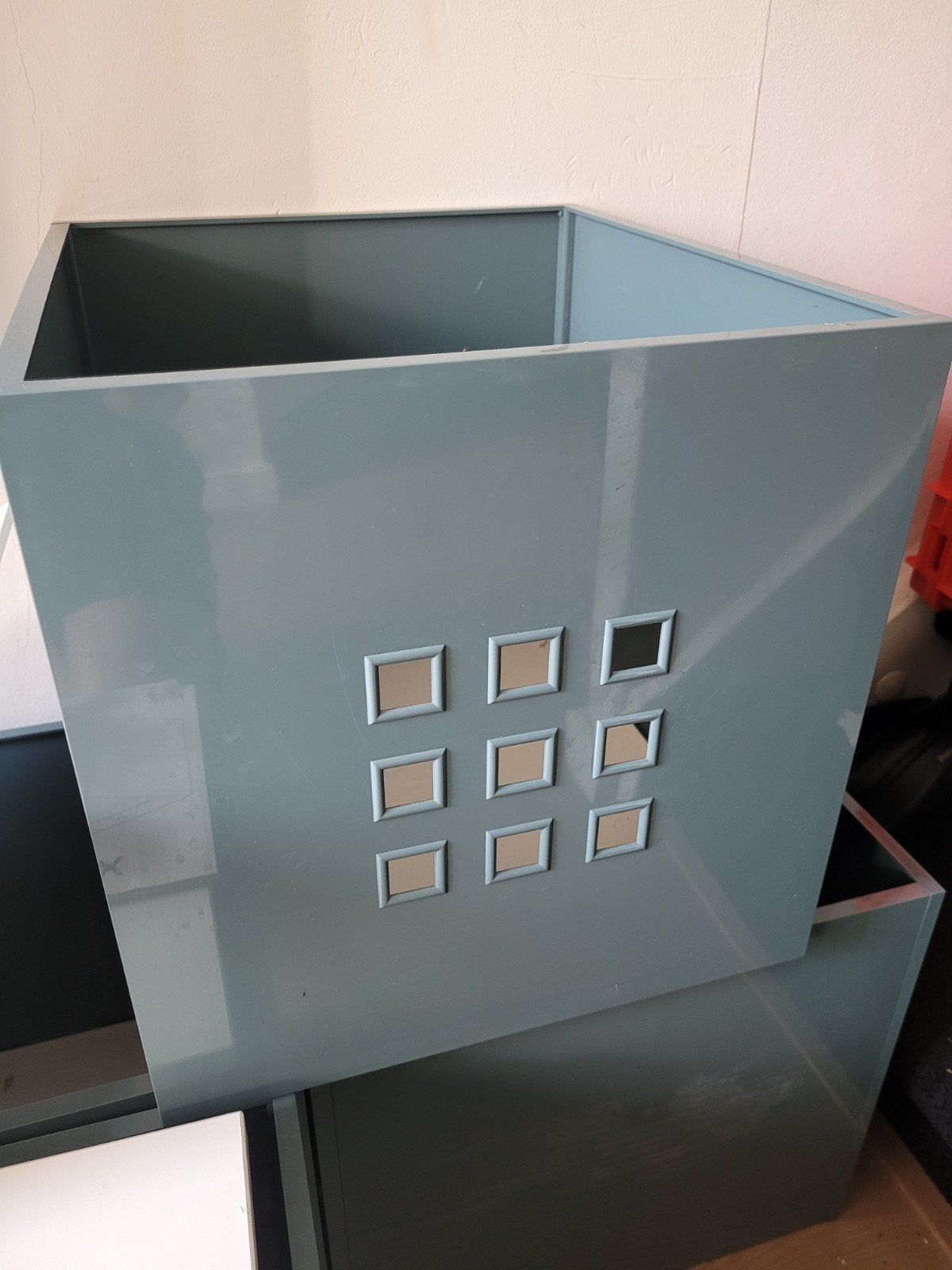 4 stuks blauwgrijze Lekman opbergbakken, Ophalen, Gebruikt, Blauw, Kunststof