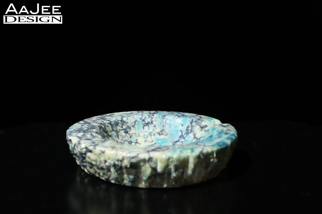 Asbak Turquoise – Mooi Geaderd Natuursteen, Ophalen of Verzenden, Zo goed als nieuw, Asbak