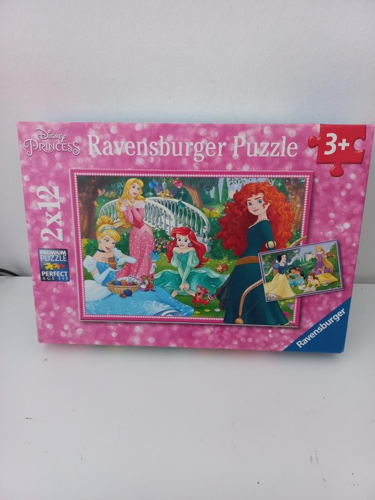 Disney Prinsessen puzzeldoos 2x12 stukken - Ravensburger, Ophalen of Verzenden, 10 tot 50 stukjes, Zo goed als nieuw, 2 tot 4 jaar