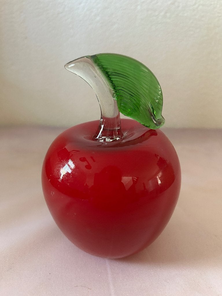 Glazen appel presse papier rood handgeblazen, Ophalen of Verzenden
