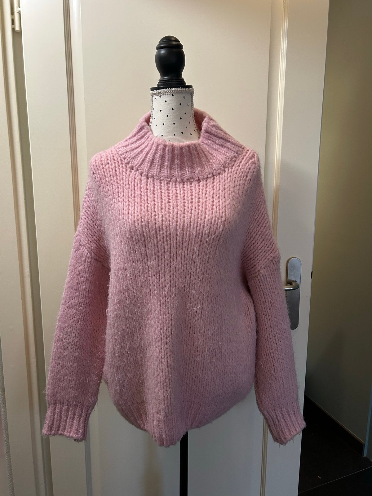 Roze gebreide trui met col - Made in Italy / onesize, Ophalen of Verzenden, Zo goed als nieuw, Maat 38/40 (M), Roze