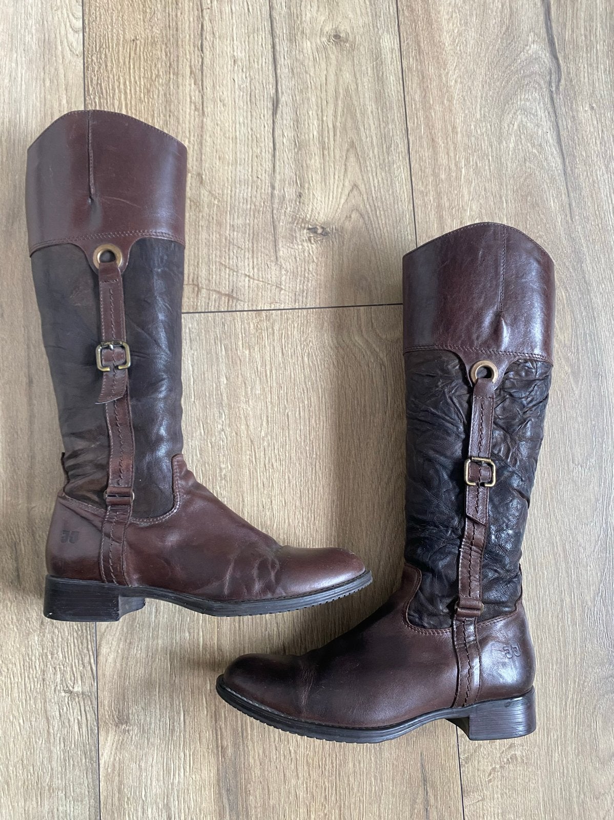 Donkerbruine JJ laarzen, maat 39, XS schacht, gevoerd, Ophalen, Gedragen, Bruin, Hoge laarzen