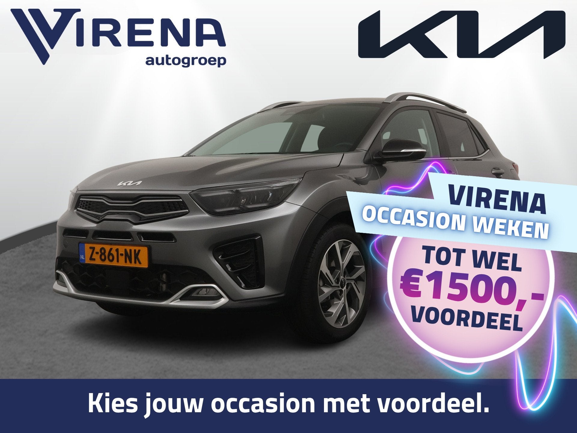 Kia Stonic 1.0 T-GDi MHEV GT-Line Stoel/-Stuurwielverwarming, Auto's, Voorwielaandrijving, Gebruikt, Met garantie (alle), Leder en Stof