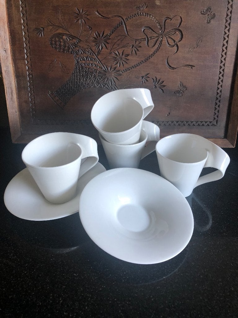 4 Wave kopjes/mokjes Villeroy & Boch, Gebruikt, Villeroy & Boch, Ophalen of Verzenden, Overige stijlen