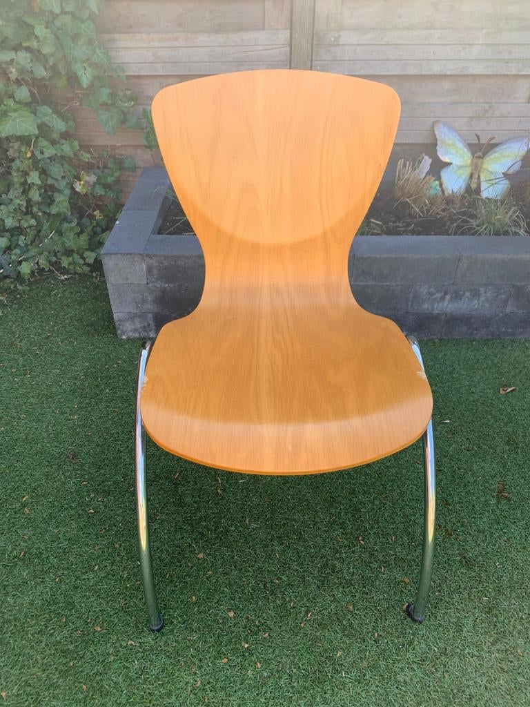 5 stapelbare kantine stoelen, Ophalen, Gebruikt, Bruin, Vijf, Zes of meer stoelen