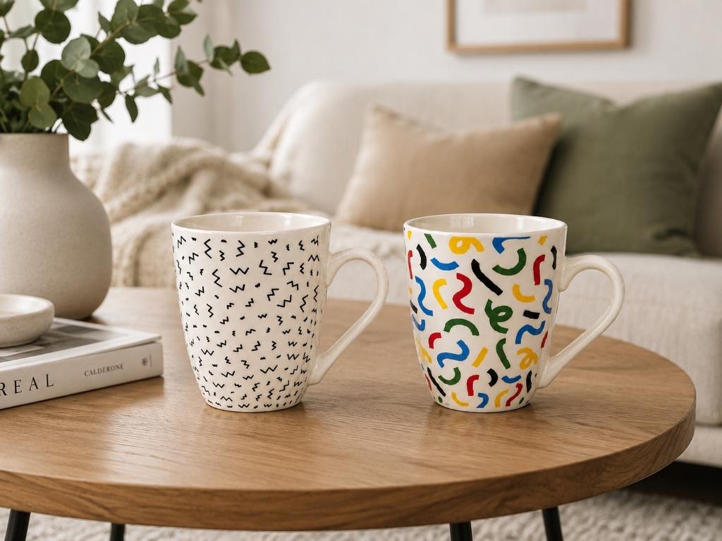 Partij keramische mokken mix van 2 designs 300ML, Huis en Inrichting, NHP International, Keramiek, Overige typen, Ophalen of Verzenden