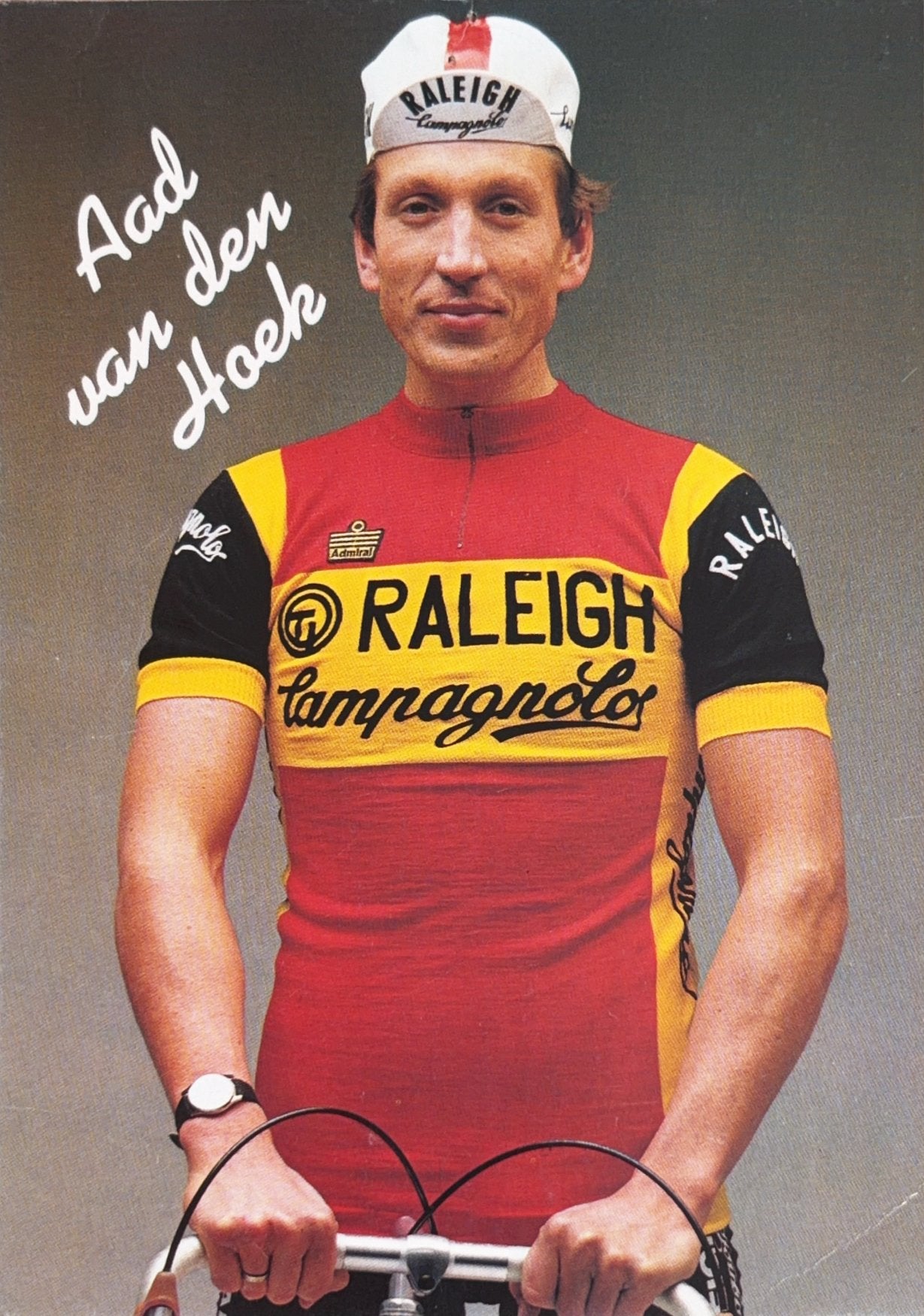 Ansichtkaart wielrennen - Aad van den Hoek - TI Raleigh, Ophalen of Verzenden, Zo goed als nieuw, Ajax, Spelerskaart