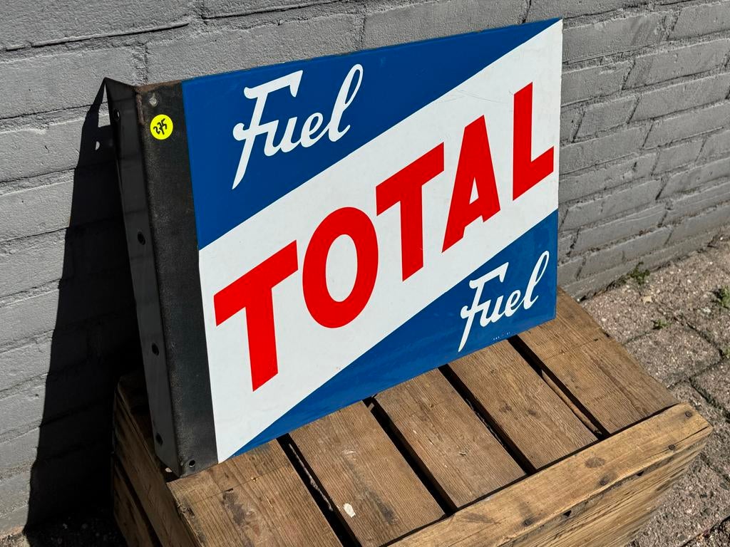 Vintage Total Fuel Emaille Reclamebord - Origineel Bord, Antiek en Kunst, Ophalen