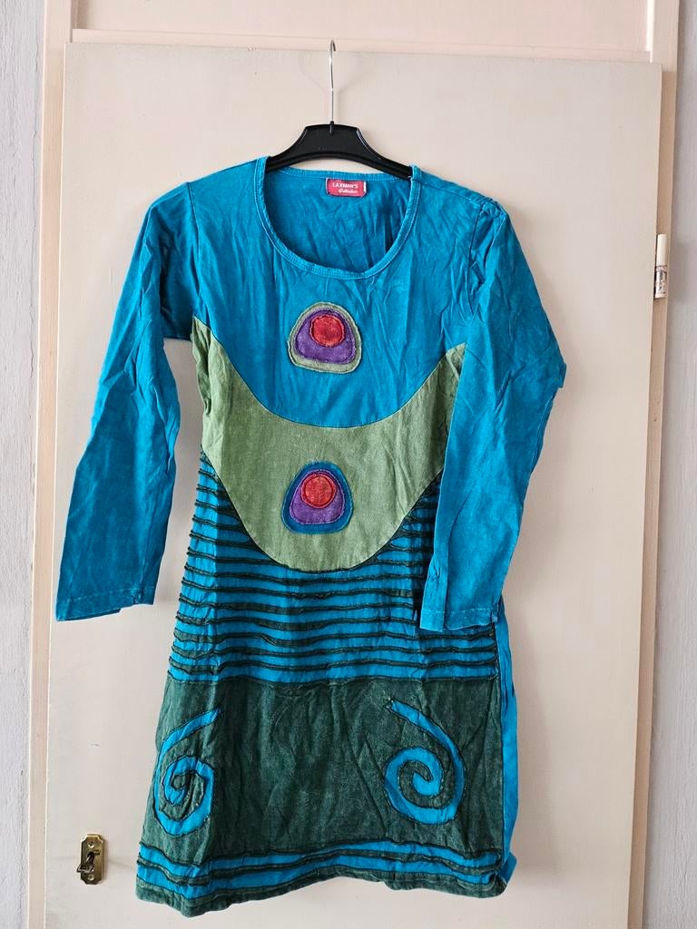 Laxman's Collections Jurk S/M (38) - Jurk met Patroon, Maat 38/40 (M), Blauw, Nieuw, Ophalen of Verzenden