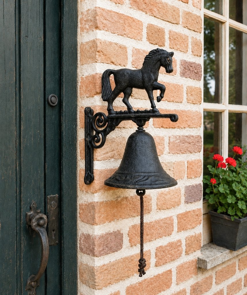 DEURBEL / / PAARD / GIETIJZER / €13,95, Tuin en Terras, Tuinwanddecoratie, Huis en tuin decoratie Marie, Nieuw, Info@huisentuindecoratiemarie.nl