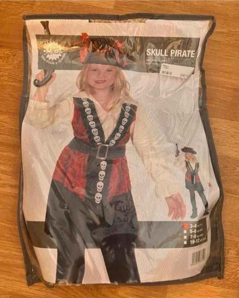 Piraat verkleed kostuum meisje 3-4 jaar met hoed, Kleding | Heren, Carnavalskleding en Feestkleding, Ophalen of Verzenden, Zo goed als nieuw