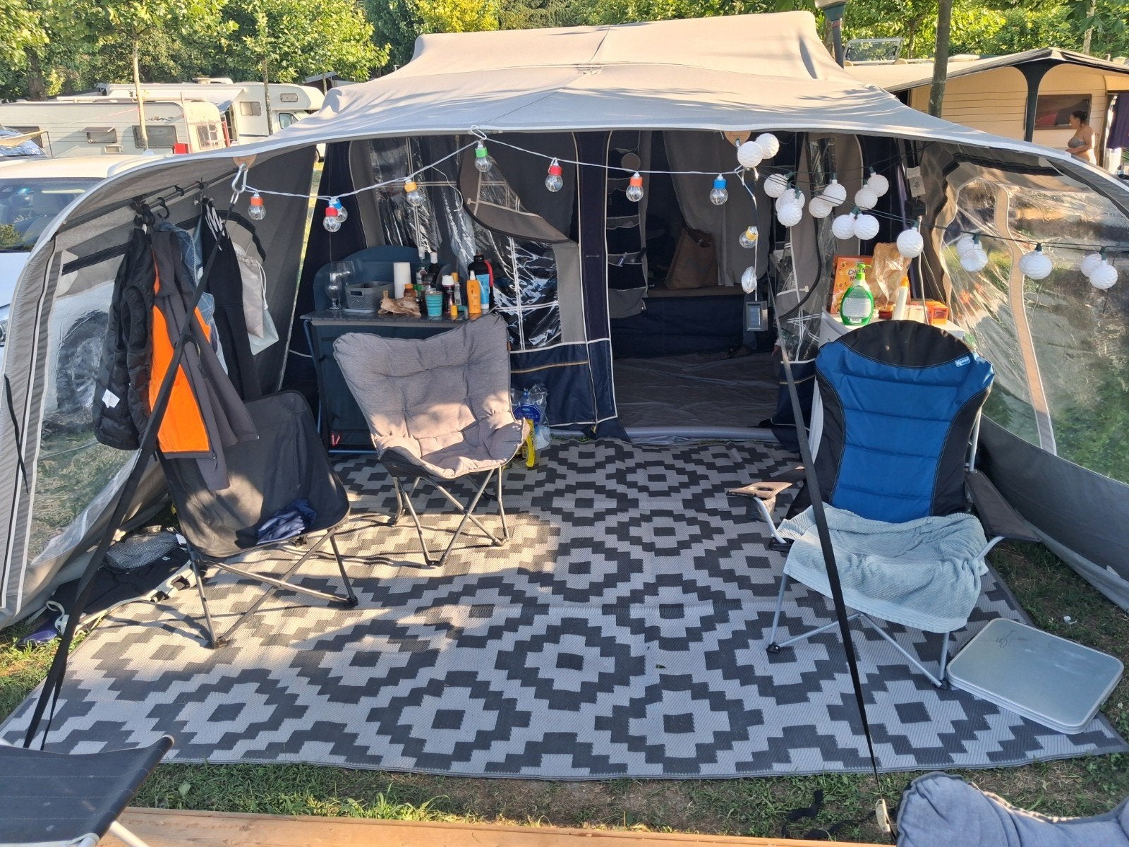 Camp-let vouwwagen met voorluifel, Ophalen, Gebruikt, Polyester, Overige merken