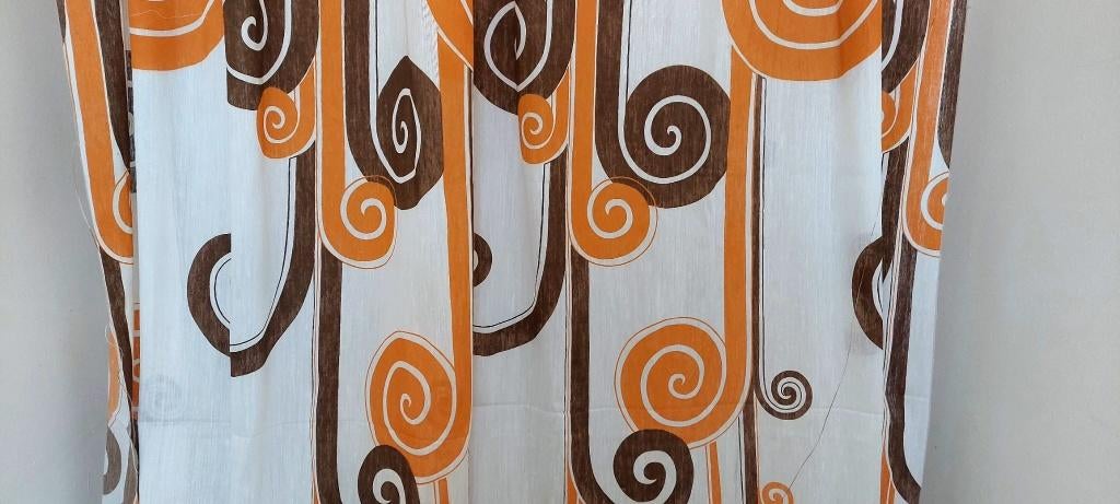 Vintage gordijn lap stof bruin oranje jaren 70   300x180 cm., Eu, 150 tot 200 cm, Nieuw, Ophalen of Verzenden