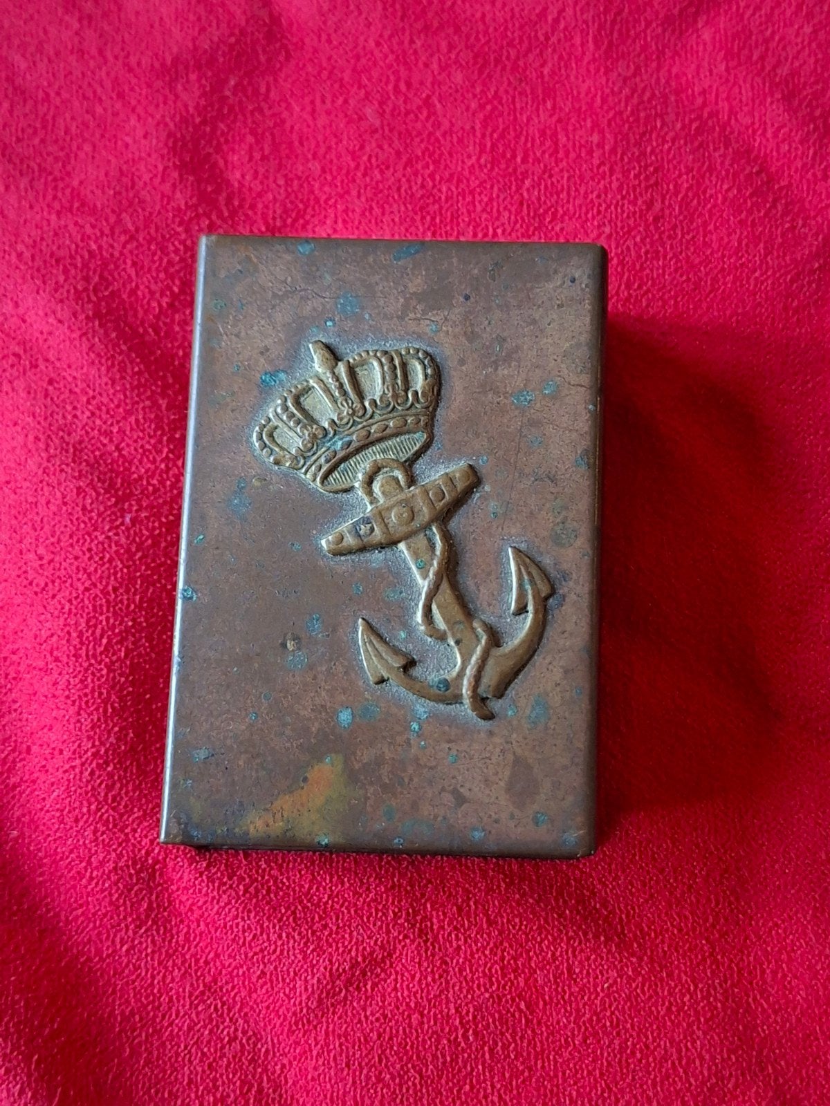 Oude Mariniers/koninklijke Marine luciferhouder met lucifers, Ophalen of Verzenden, Marine, Nederland, Embleem of Badge