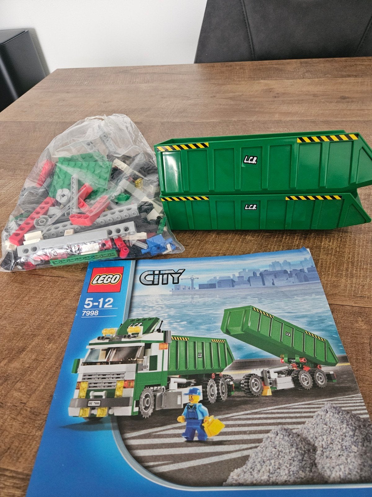 LEGO City 7998 Vuilniswagen met containers incompleet, Lego, Ophalen of Verzenden, Complete set, Inclusief instructies
