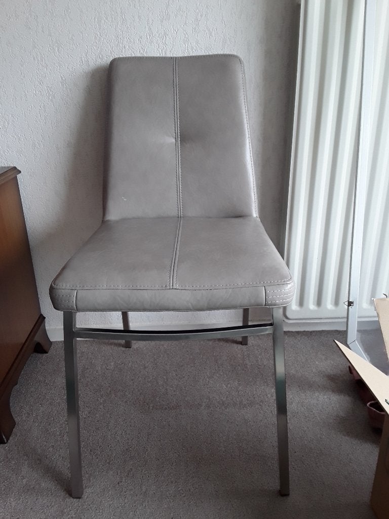 eetkamerstoel, grijs kunstleer stoel, Ophalen, Gebruikt, Grijs, Eén