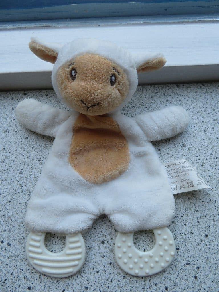 Knuffeldoek schaap met bijtstuk van Action merk ZD Trading, Overige typen, Ophalen of Verzenden, Zo goed als nieuw, Wasbaar