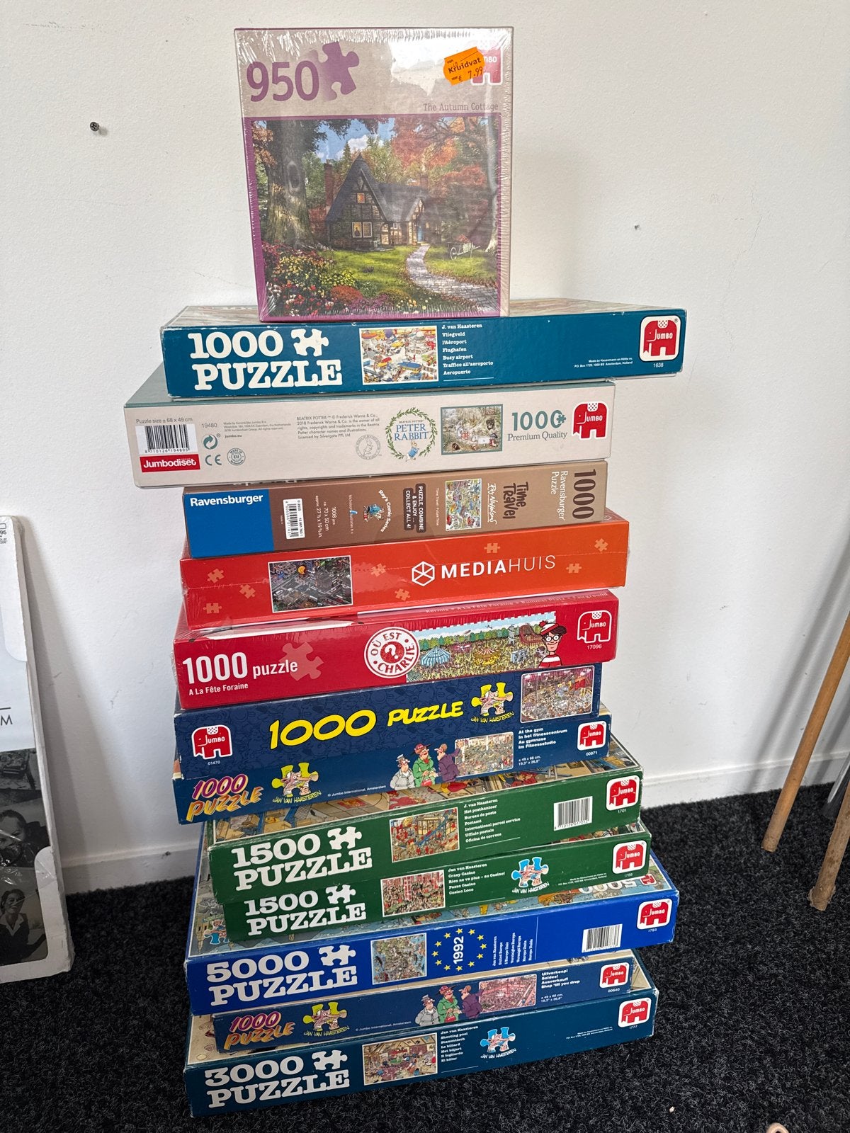 Grote stapel van 13 complete legpuzzels, Ophalen, Meer dan 1500 stukjes, Gebruikt, Legpuzzel