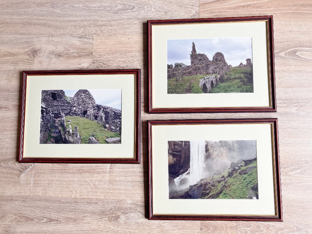 Houten fotolijst 3 stuks met passepartout kleur bruin, Ophalen, Bruin, Gebruikt, Fotolijst