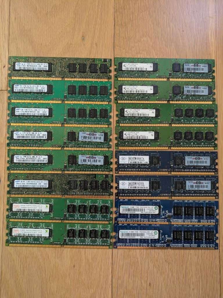 16 stuks 512MB 1R8 PC2 5300 €4 per stuk, Verzenden, DDR2, Desktop, Gebruikt
