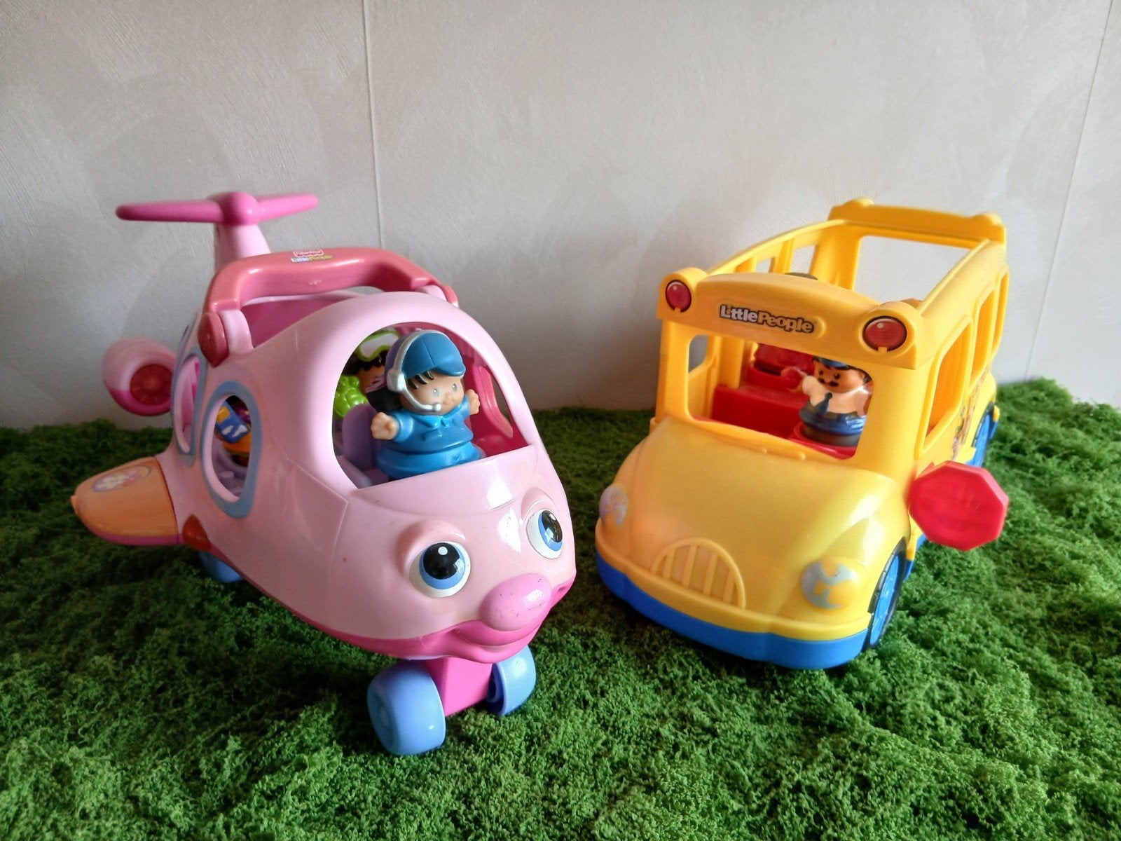 Little people vliegtuig & schoolbus, Ophalen of Verzenden, Gebruikt, Auto of Voertuig, Met geluid