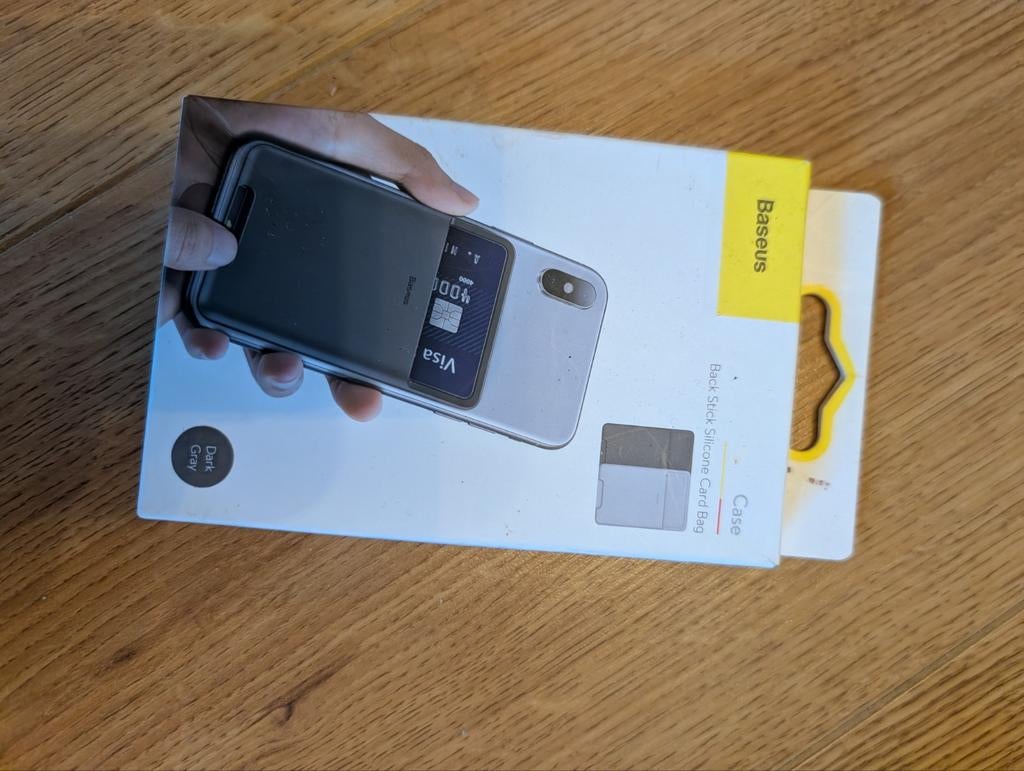Baseus Back Stick Silicone Card Bag Dark Gray, Ophalen of Verzenden