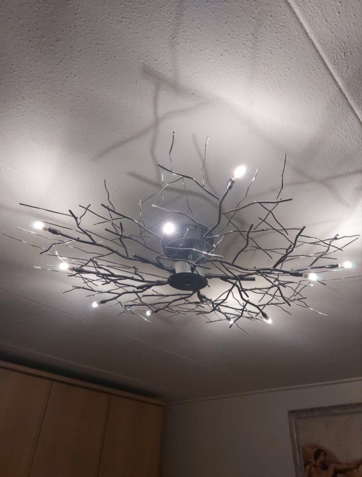 Moderne plafondlamp 'boomtak' design, 100 tot 150 cm, Ophalen of Verzenden, Zo goed als nieuw, Minder dan 100 cm