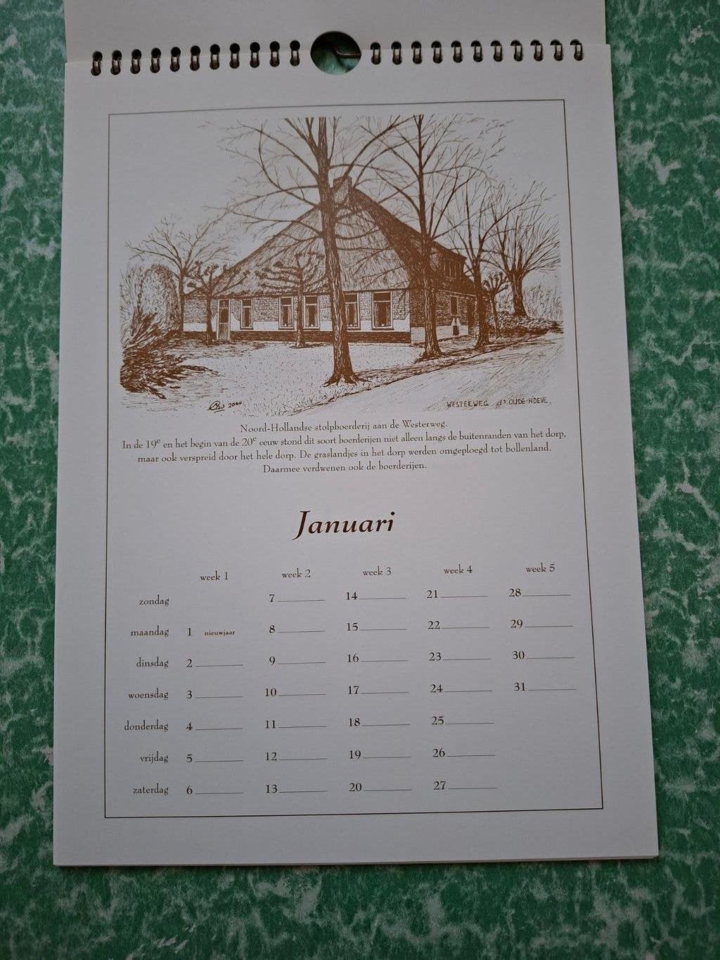 kalender 2001 met afbeeldingen van Oud-Limmen *getekend Cas., Ophalen of Verzenden, 1980 tot heden, Zo goed als nieuw, Overige onderwerpen