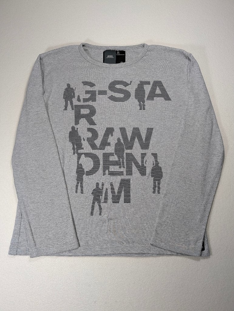 G-Star RAW longsleeve XL grijs | graphic front & back print, Kleding | Heren, T-shirts, G-Star Raw, Maat 56/58 (XL), Ophalen of Verzenden