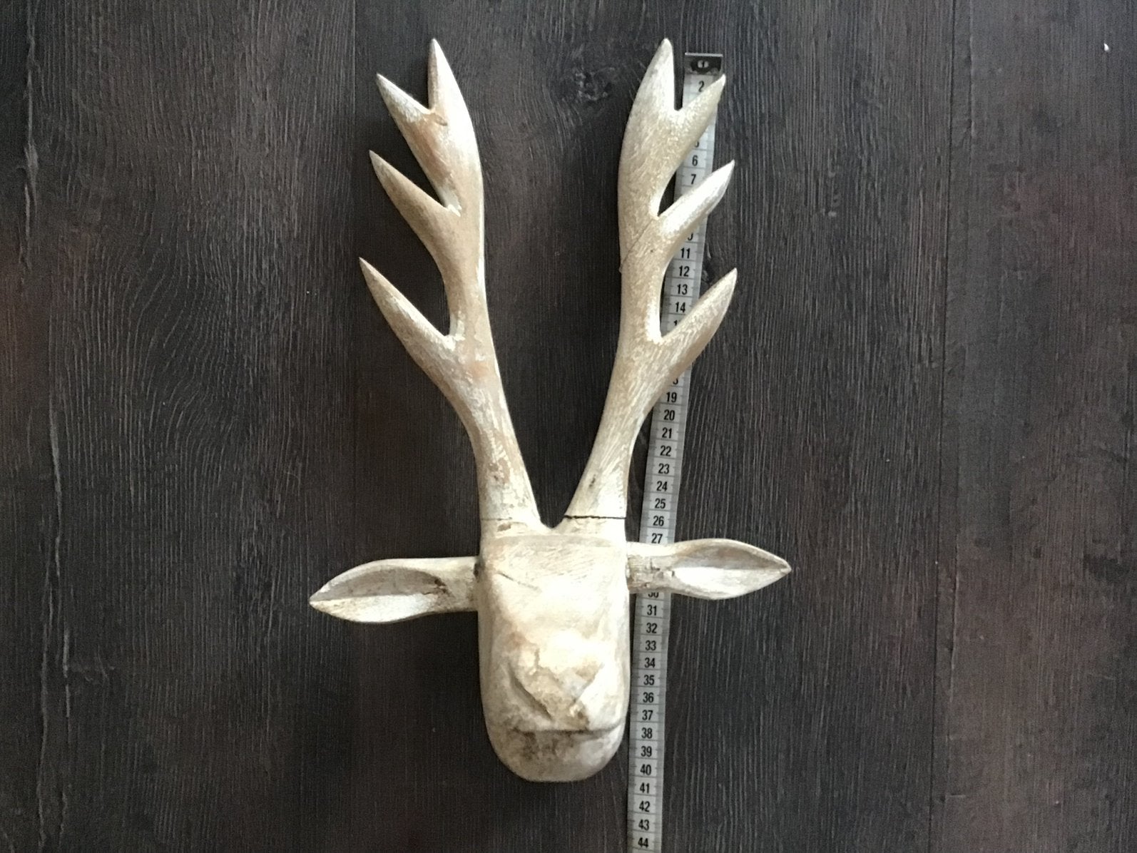 Houten Hert gewei hertenkop met gewei, Verzamelen, Dierenverzamelingen, Ophalen of Verzenden, Zo goed als nieuw, Hert, Gewei of Kop