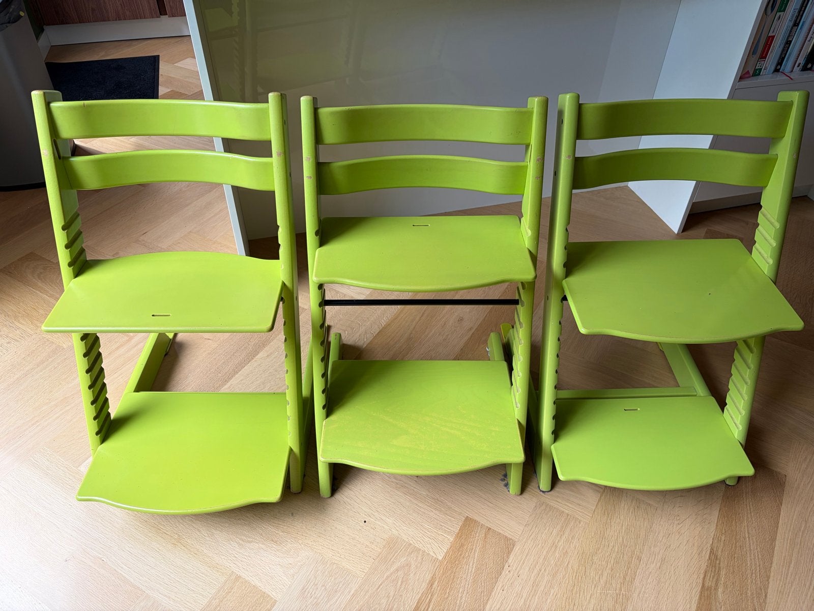3x Stokke Tripp Trapp meegroeistoel - Groen, Ophalen, Gebruikt, Meegroeistoel, Aanschuifbaar