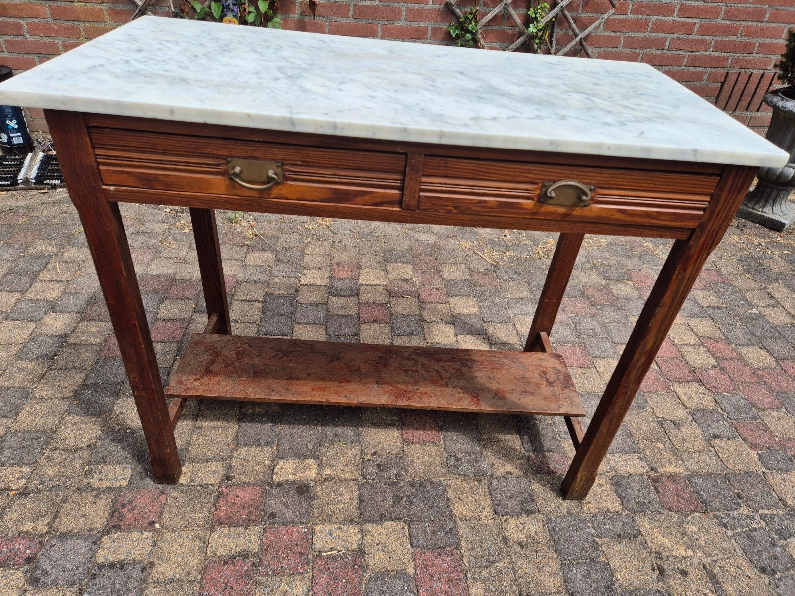 Commode met marmerenplaat/lampetkast, Gebruikt, 50 tot 70 cm, 75 tot 100 cm, Ophalen