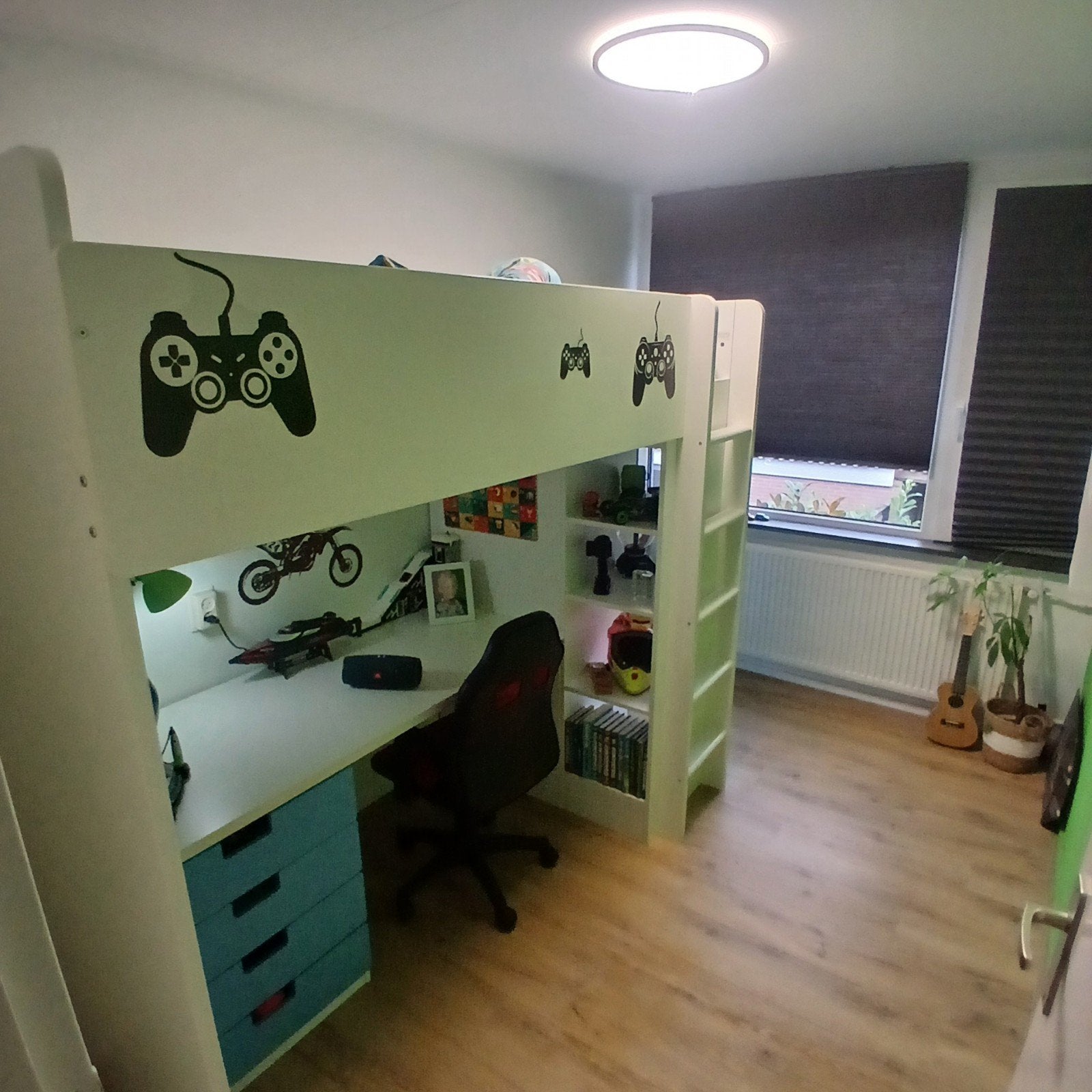 IKEA Hoogslaper met bureau en kast - Zo goed als nieuw, Ophalen, Eenpersoons, Zo goed als nieuw, 200 cm