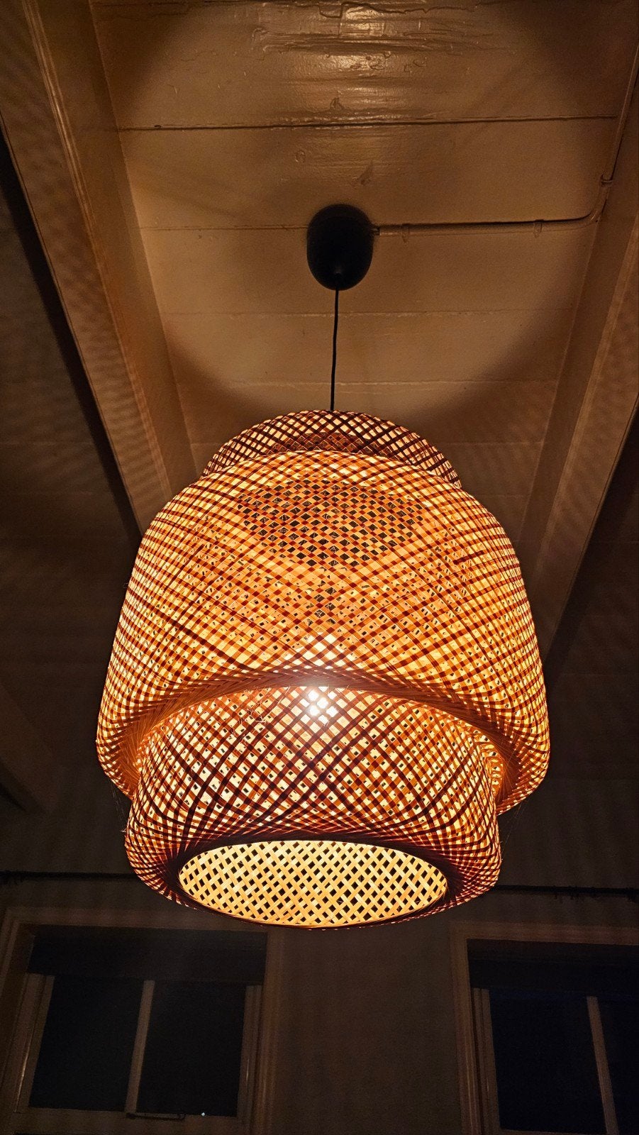 IKEA SINNERLIG Hanglamp Bamboe Handgemaakt 27 cm, Huis en Inrichting, Bohemian, Scandinavisch, Natuurlijk materiaal, Zo goed als nieuw