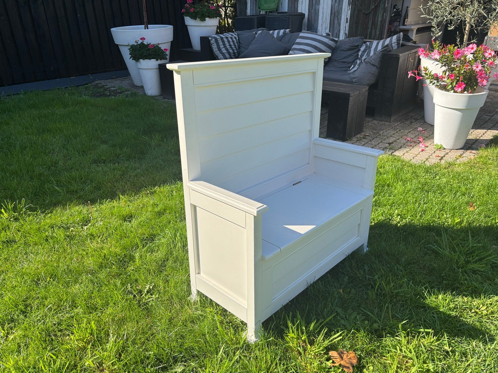 Witte Klepbank met Opbergruimte - 86x96x40 cm, Huis en Inrichting, Ophalen, Gebruikt, Wit, Hout