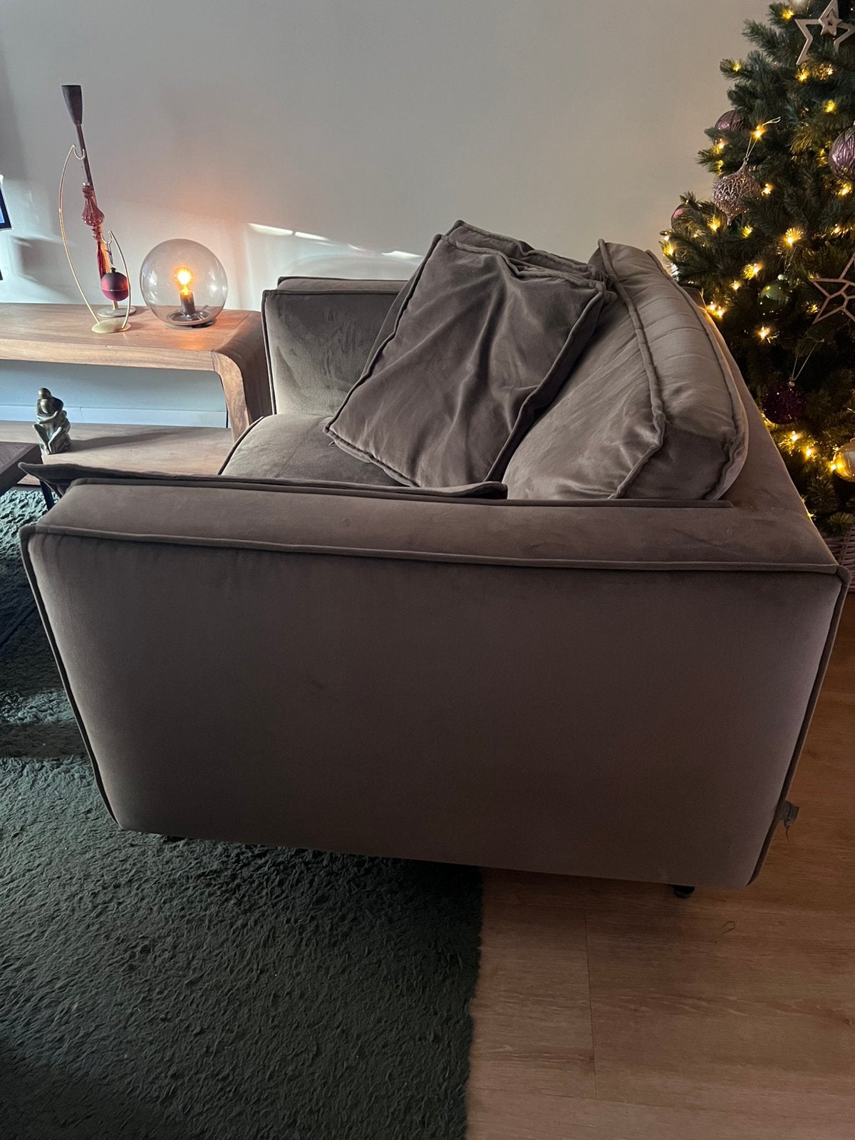 Goossens fauteuil ( love seat)taupe, Ophalen, 100 tot 125 cm, 125 cm of meer, Zo goed als nieuw