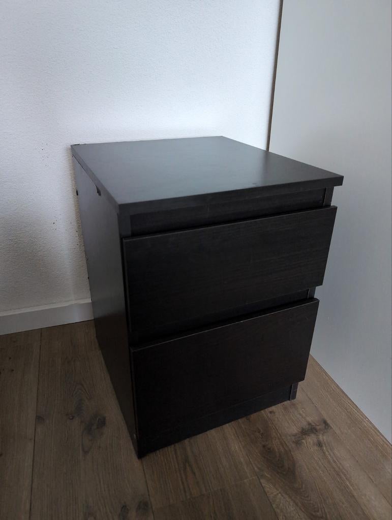 IKEA Kullen Ladekast - 2 lades, donkerbruin/zwart, Huis en Inrichting, Ophalen, Minder dan 50 cm, Gebruikt, 1 of 2 laden