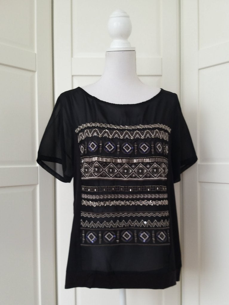 Steps zgan zwarte chiffon kraaltjes top XL (valt als L), Kleding | Dames, Zwart, Maat 46/48 (XL) of groter, Ophalen of Verzenden