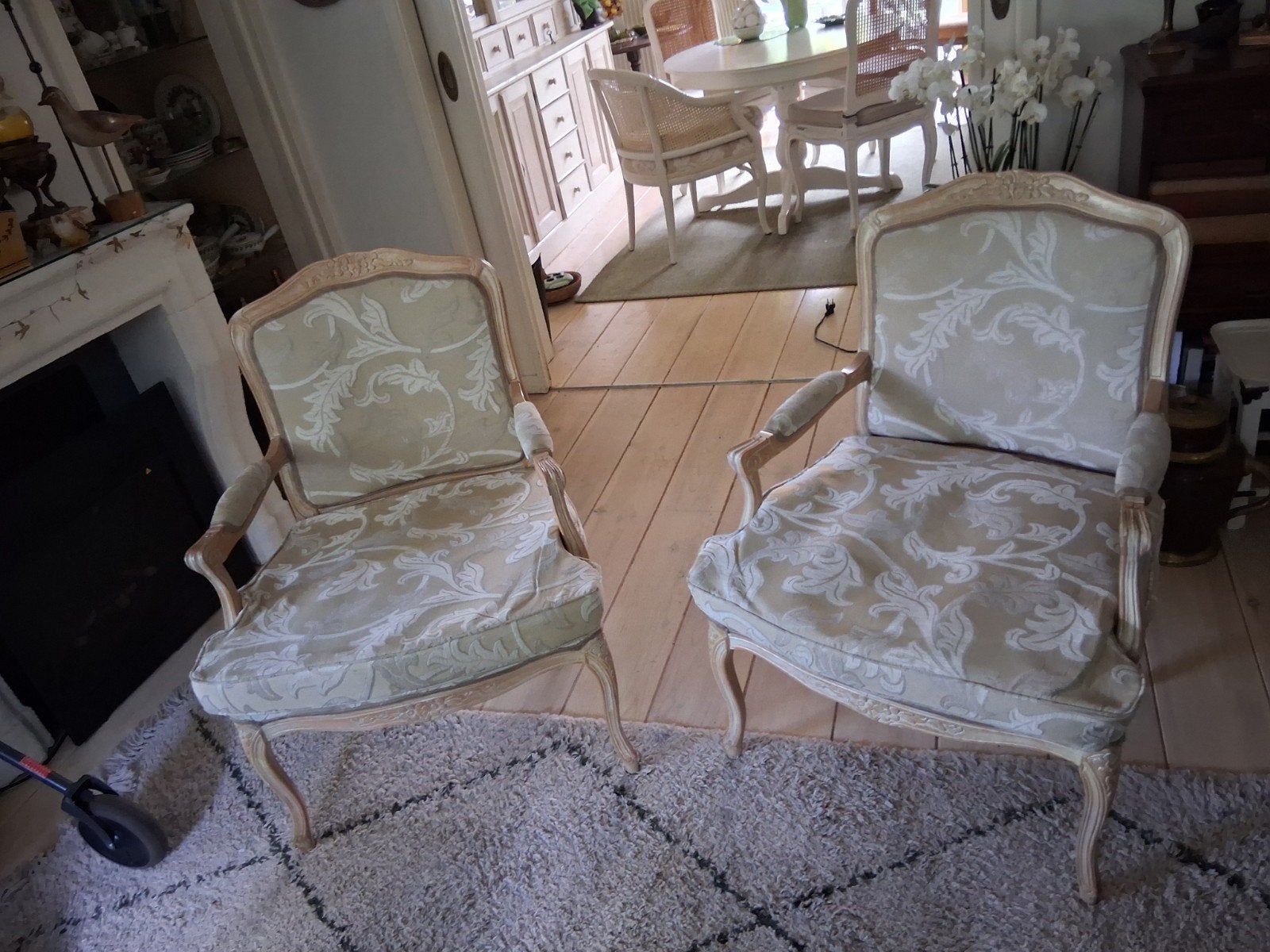 twee barok fauteuils creme, Ophalen, Hout, Gebruikt, Barok