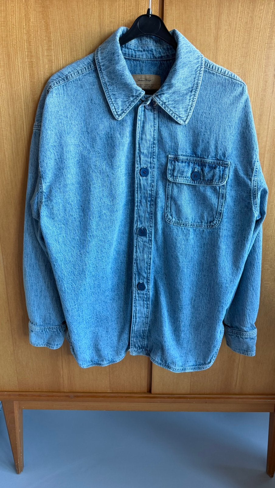 💕 Stoere ‘grove’ spijkerblouse van American Vintage M/L, Ophalen of Verzenden, Blauw