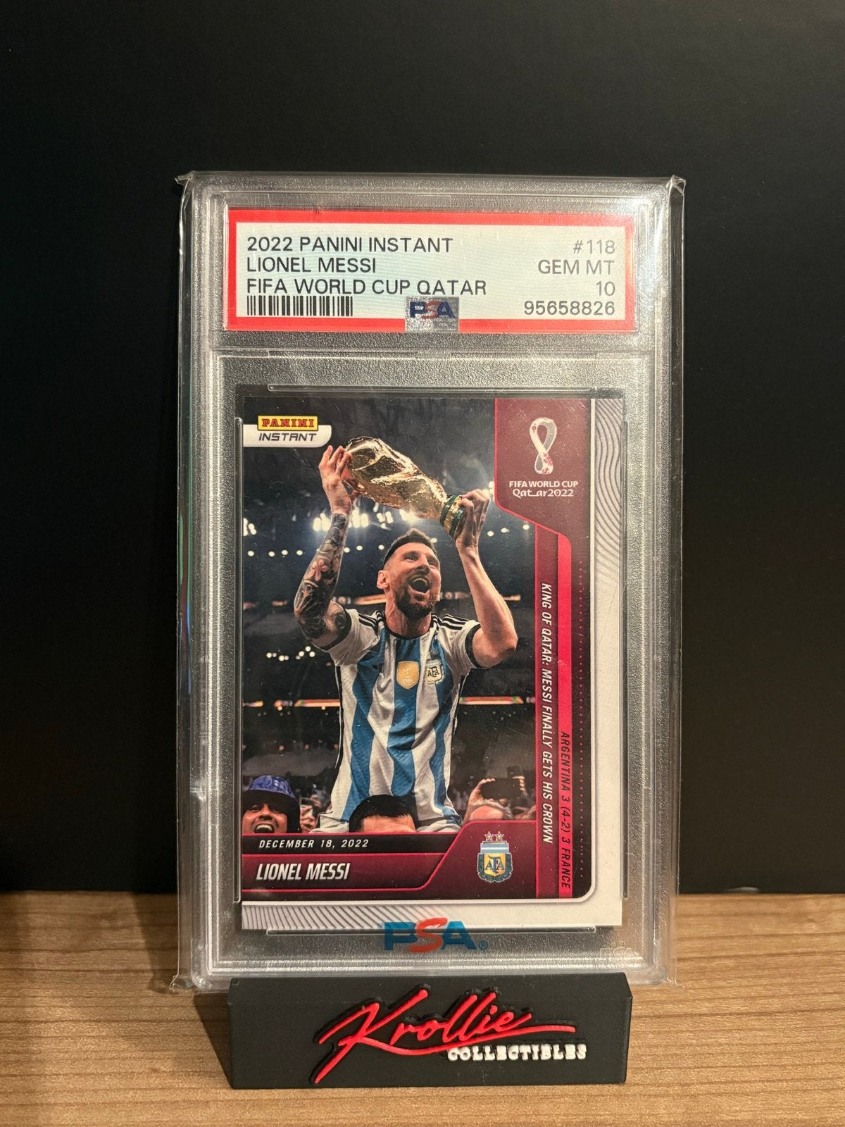 Lionel Messi Panini Instant PSA 10 WK Qatar, Ophalen of Verzenden, Zo goed als nieuw, Buitenlandse clubs, Spelerskaart