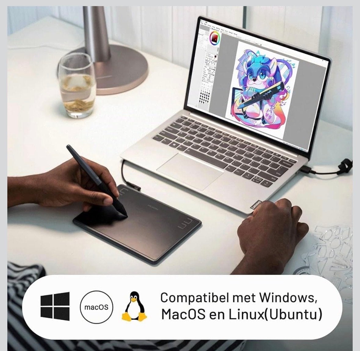 Huion Inspiroy H430P Tekentablet - Compact en Draagbaar, Ophalen of Verzenden, Gebruikt, Bedraad